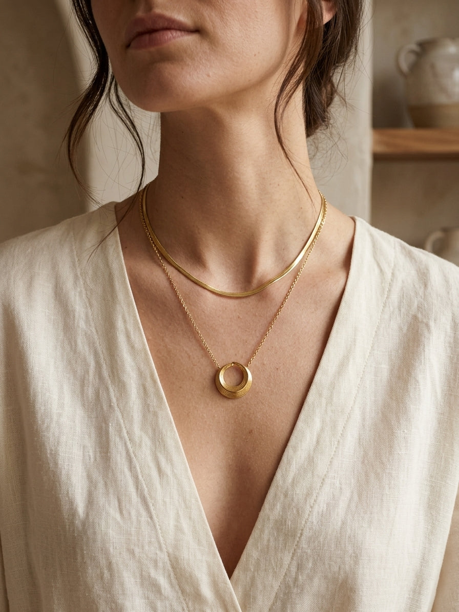 Duo de colliers · cercle texturé