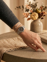 Montre argentée & duo de bracelets — Noir